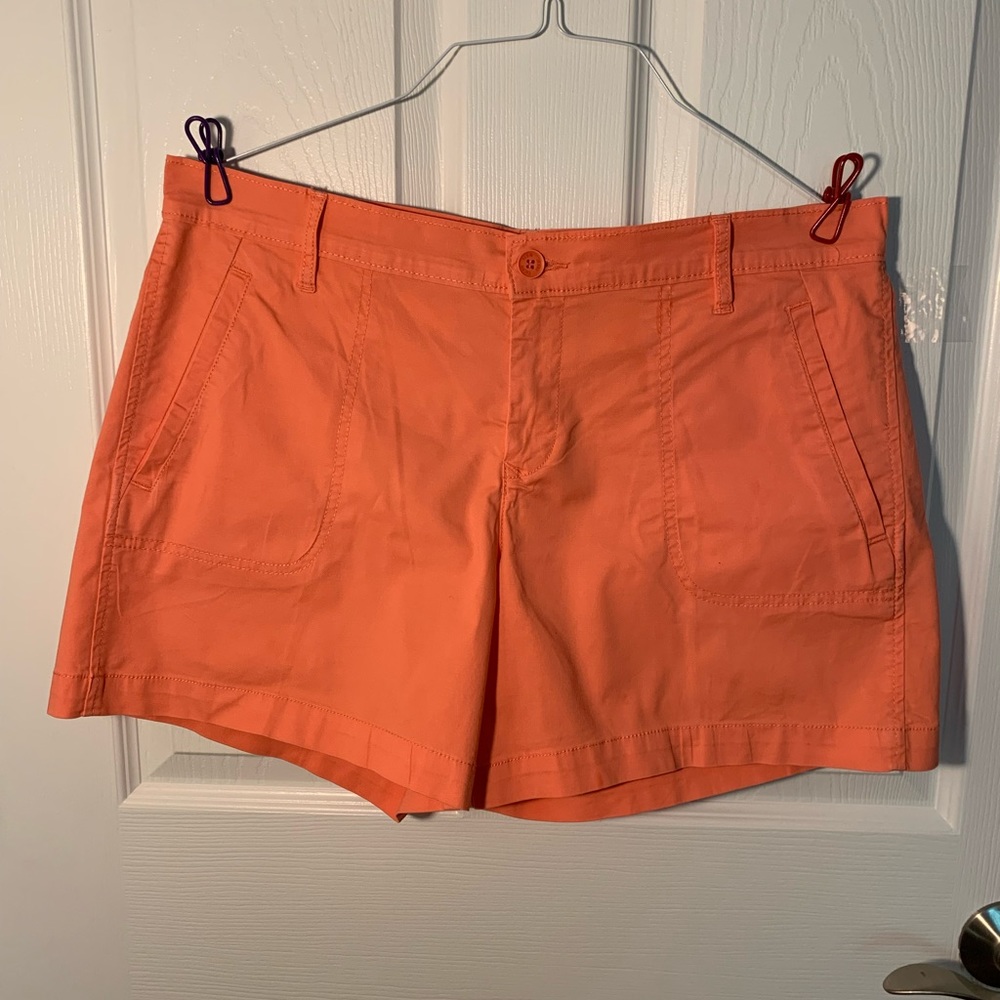 Womens Calvin Klein Shorts, size 12, vibrant peach color.